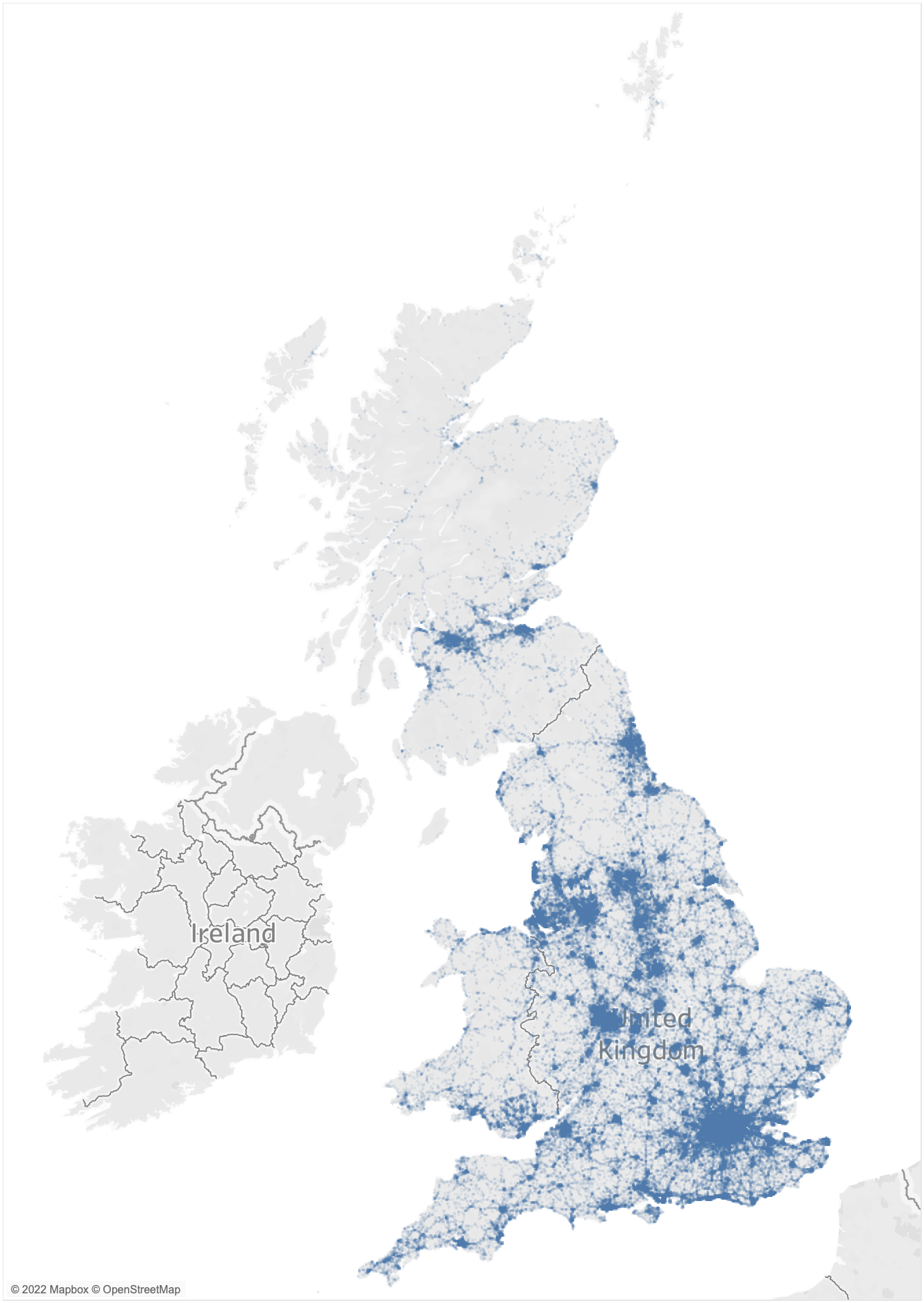 Spatial distribution of accidents